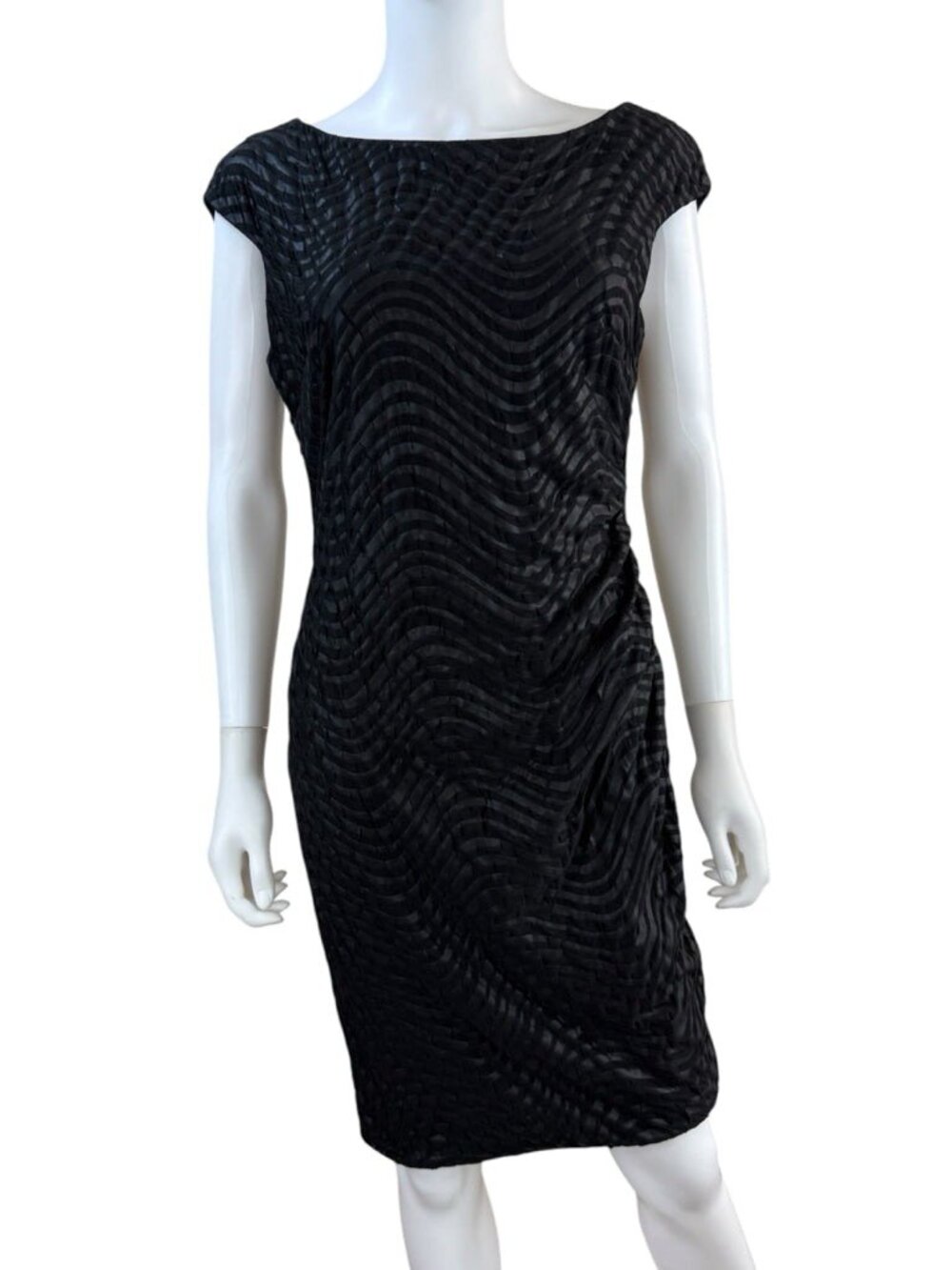 Cartise NWT Black Textured Wavy Sheath Dress Size 8 G0884